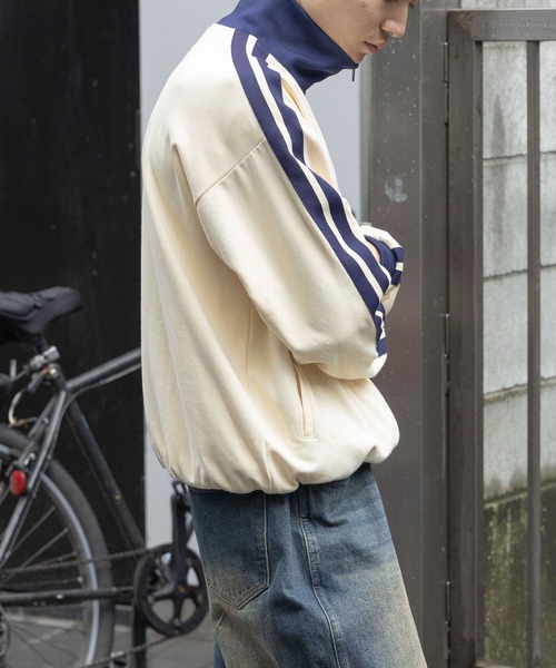 3.3 Field Trip （3.3フィールドトリップ）の「3.3 Field Trip／stripeジャージ 2996294（パーカー・メンズ・アイボリー/ダークブラウン/ライトグリーン・FREE）」の8枚目の写真