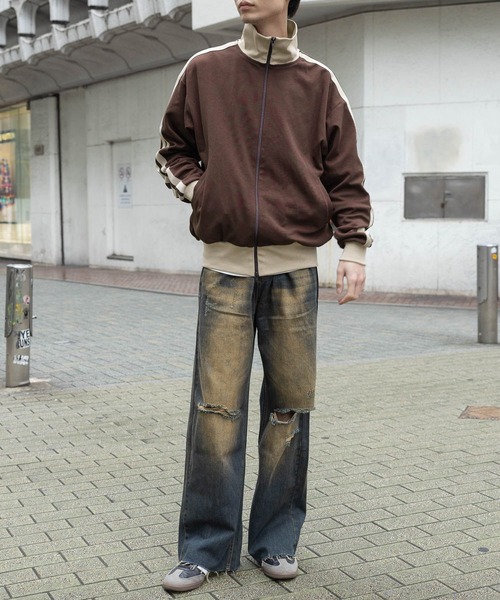 3.3 Field Trip （3.3フィールドトリップ）の「3.3 Field Trip／stripeジャージ 2996294（パーカー・メンズ・アイボリー/ダークブラウン/ライトグリーン・FREE）」の9枚目の写真