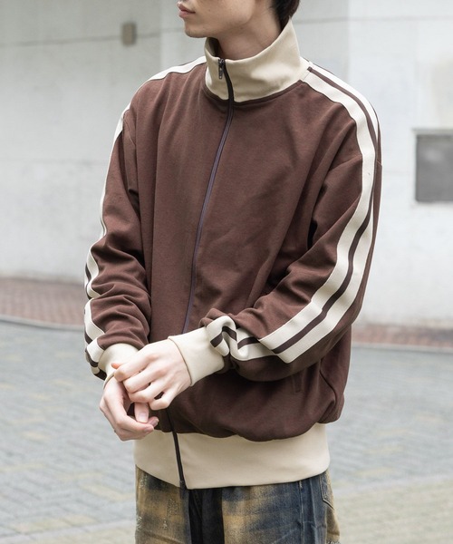 3.3 Field Trip （3.3フィールドトリップ）の「3.3 Field Trip／stripeジャージ 2996294（パーカー・メンズ・アイボリー/ダークブラウン/ライトグリーン・FREE）」の11枚目の写真