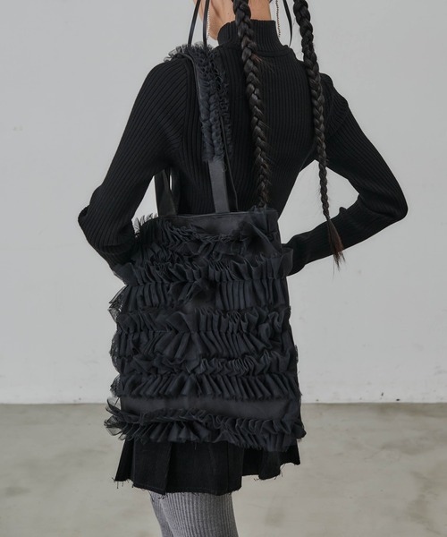 Carmelo（カーメロ）の「チュールトートバッグ / Frill tote bag（トートバッグ・レディース・ホワイト/ブラック・FREE）」の17枚目の写真