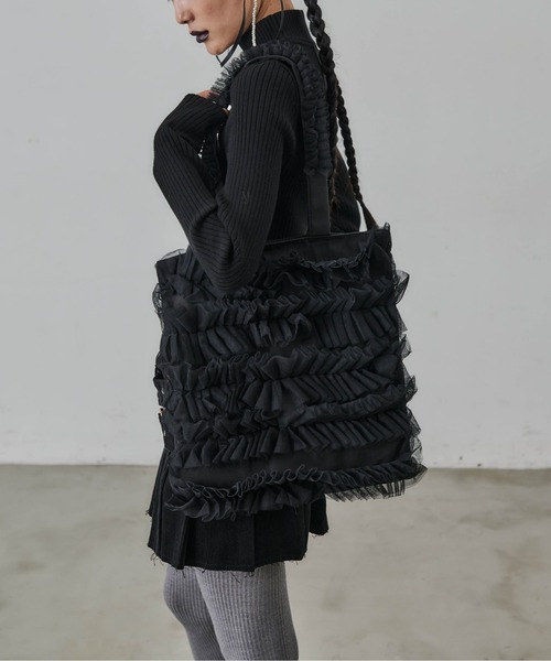 Carmelo（カーメロ）の「チュールトートバッグ / Frill tote bag（トートバッグ・レディース・ホワイト/ブラック・FREE）」の19枚目の写真