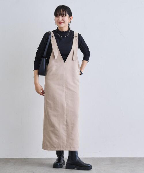 coen（コーエン）の「フェイクスウェードジャンスカ（ジャンパースカート・レディース・ベージュ/ダークグレー・M/L）」の10枚目の写真