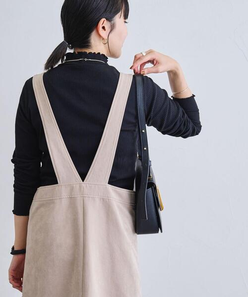 coen（コーエン）の「フェイクスウェードジャンスカ（ジャンパースカート・レディース・ベージュ/ダークグレー・M/L）」の5枚目の写真