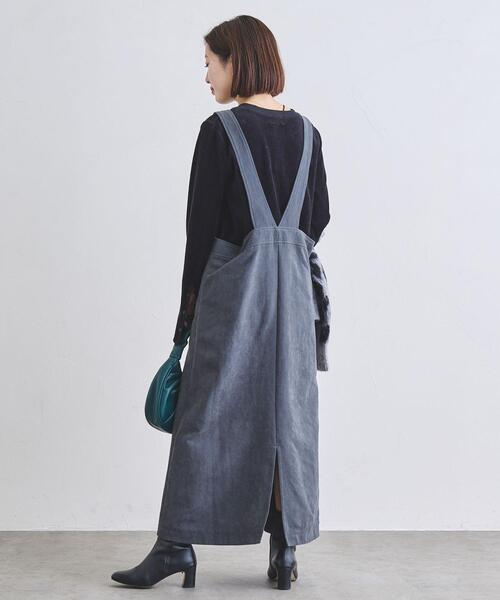 coen（コーエン）の「フェイクスウェードジャンスカ（ジャンパースカート・レディース・ベージュ/ダークグレー・M/L）」の6枚目の写真