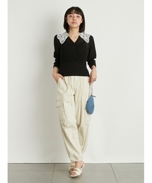 LILY BROWN（リリーブラウン）の「レース編みニットトップス