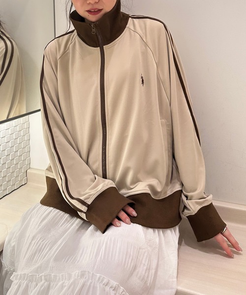 U.S. POLO ASSN.（ユーエスポロアッスン）の「RANAN/solleim別注【U.S.POLO ASSN.】トラックジャケット（ジャージ・レディース・ベージュ/ネイビー/アイボリー・S/M）」の14枚目の写真