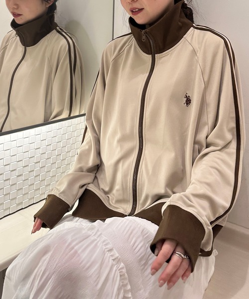 U.S. POLO ASSN.（ユーエスポロアッスン）の「RANAN/solleim別注【U.S.POLO ASSN.】トラックジャケット（ジャージ・レディース・ベージュ/ネイビー/アイボリー・S/M）」の19枚目の写真