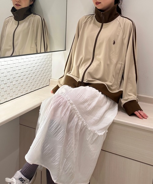 U.S. POLO ASSN.（ユーエスポロアッスン）の「RANAN/solleim別注【U.S.POLO ASSN.】トラックジャケット（ジャージ・レディース・ベージュ/ネイビー/アイボリー・S/M）」の18枚目の写真