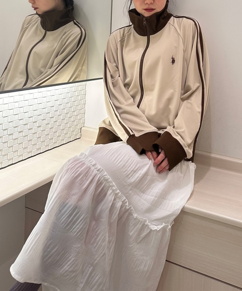 U.S. POLO ASSN.（ユーエスポロアッスン）の「RANAN/solleim別注【U.S.POLO ASSN.】トラックジャケット（ジャージ・レディース・ベージュ/ネイビー/アイボリー・S/M）」の20枚目の写真