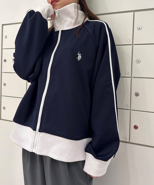 U.S. POLO ASSN.（ユーエスポロアッスン）の「RANAN/solleim別注【U.S.POLO ASSN.】トラックジャケット（ジャージ・レディース・ベージュ/ネイビー/アイボリー・S/M）」の16枚目の写真