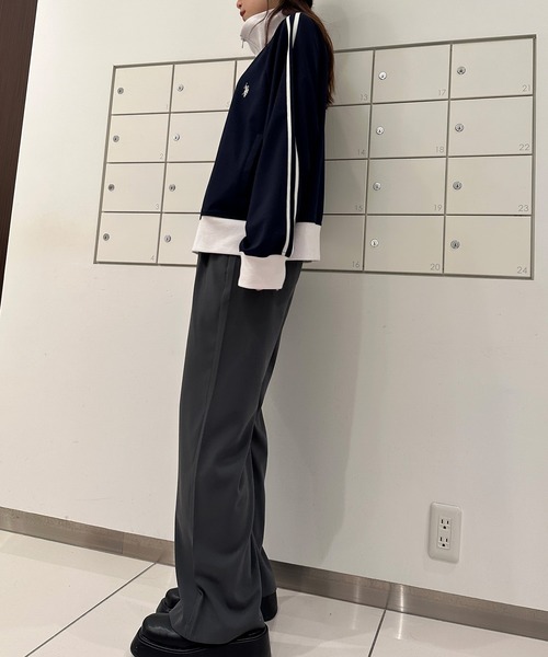 U.S. POLO ASSN.（ユーエスポロアッスン）の「RANAN/solleim別注【U.S.POLO ASSN.】トラックジャケット（ジャージ・レディース・ベージュ/ネイビー/アイボリー・S/M）」の12枚目の写真