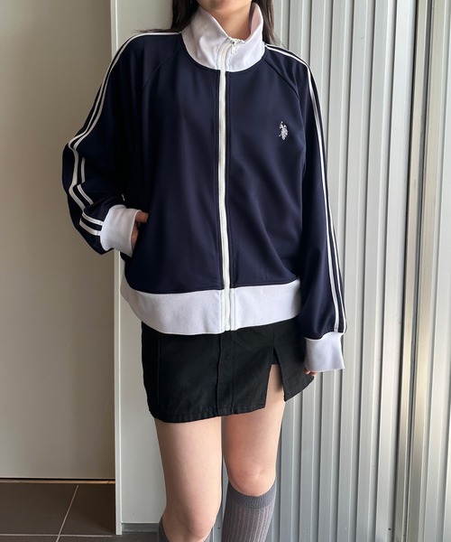 U.S. POLO ASSN.（ユーエスポロアッスン）の「RANAN/solleim別注【U.S.POLO ASSN.】トラックジャケット（ジャージ・レディース・ベージュ/ネイビー/アイボリー・S/M）」の4枚目の写真