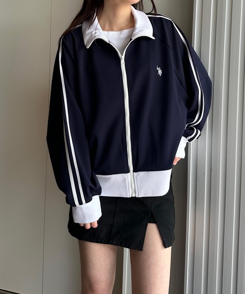 U.S. POLO ASSN.（ユーエスポロアッスン）の「RANAN/solleim別注【U.S.POLO ASSN.】トラックジャケット（ジャージ・レディース・ベージュ/ネイビー/アイボリー・S/M）」の5枚目の写真