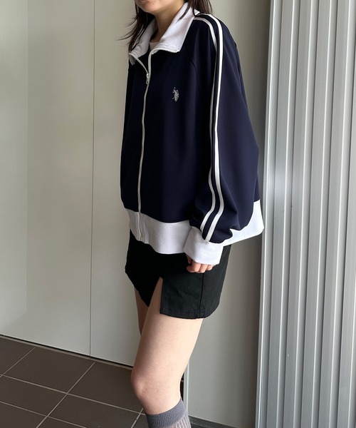 U.S. POLO ASSN.（ユーエスポロアッスン）の「RANAN/solleim別注【U.S.POLO ASSN.】トラックジャケット（ジャージ・レディース・ベージュ/ネイビー/アイボリー・S/M）」の7枚目の写真