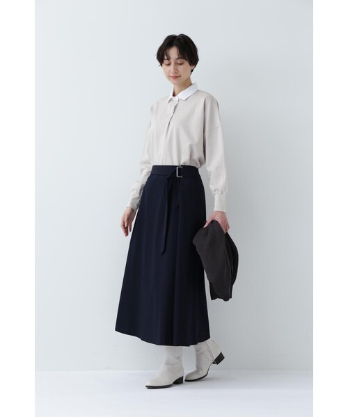 human woman(ヒューマンウーマン)の「◆コットンポンチ襟付きカットソー(Tシャツ/カットソー・レディース・ベージュ/ネイビー・MEDIUM)」の6枚目の写真