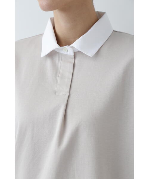 human woman(ヒューマンウーマン)の「◆コットンポンチ襟付きカットソー(Tシャツ/カットソー・レディース・ベージュ/ネイビー・MEDIUM)」の9枚目の写真