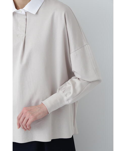 human woman(ヒューマンウーマン)の「◆コットンポンチ襟付きカットソー(Tシャツ/カットソー・レディース・ベージュ/ネイビー・MEDIUM)」の10枚目の写真