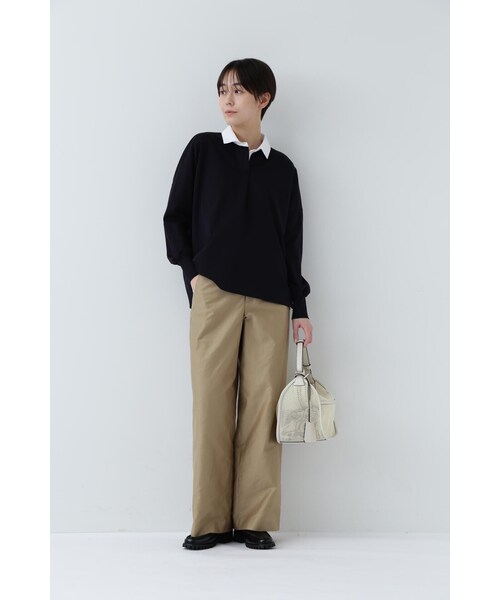 human woman(ヒューマンウーマン)の「◆コットンポンチ襟付きカットソー(Tシャツ/カットソー・レディース・ベージュ/ネイビー・MEDIUM)」の15枚目の写真