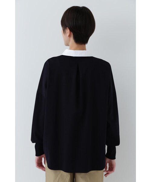 human woman(ヒューマンウーマン)の「◆コットンポンチ襟付きカットソー(Tシャツ/カットソー・レディース・ベージュ/ネイビー・MEDIUM)」の17枚目の写真