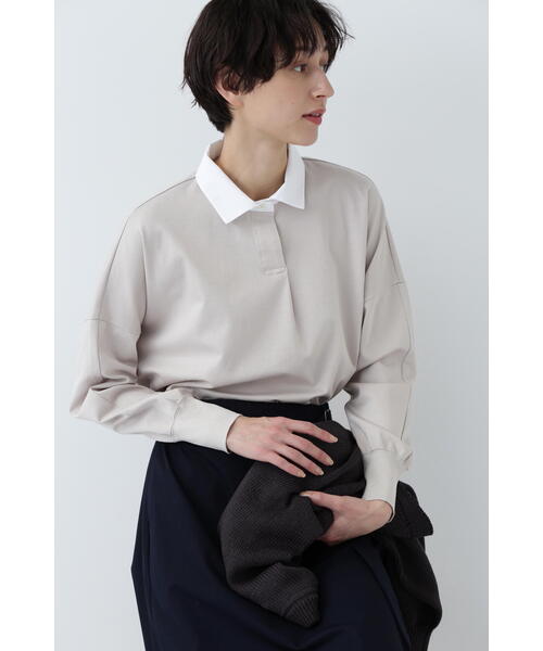 human woman(ヒューマンウーマン)の「◆コットンポンチ襟付きカットソー(Tシャツ/カットソー・レディース・ベージュ/ネイビー・MEDIUM)」の4枚目の写真