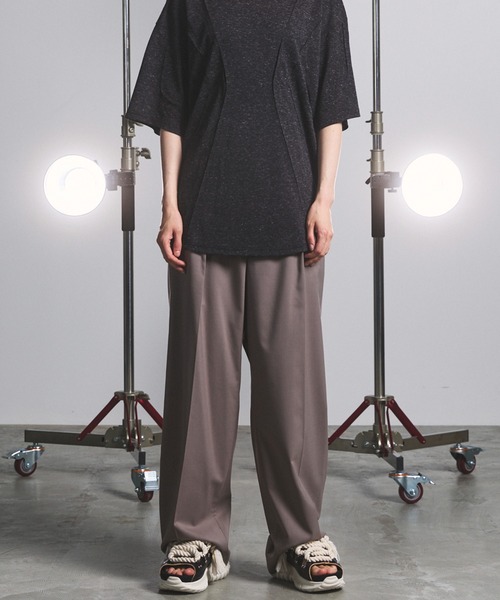UNISEX》NISHIKAWA KEORI Wool Mix Gabardine Prime Wide One-Tuck
