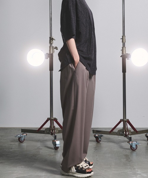 UNISEX》NISHIKAWA KEORI Wool Mix Gabardine Prime Wide One-Tuck
