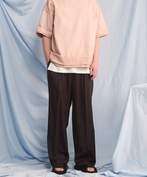 UNISEX》NISHIKAWA KEORI Wool Mix Gabardine Prime Wide One-Tuck