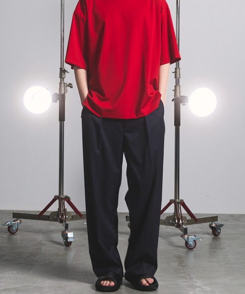 UNISEX》NISHIKAWA KEORI Wool Mix Gabardine Prime Wide One-Tuck