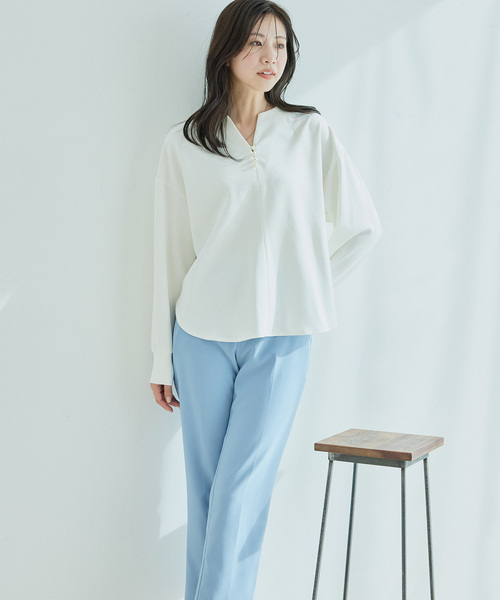 Jayro(ジャイロ)の「パールドロップカットソープルオーバー(Tシャツ/カットソー・レディース・ホワイト系その他/カーキ/ブラック・FREE)」の6枚目の写真