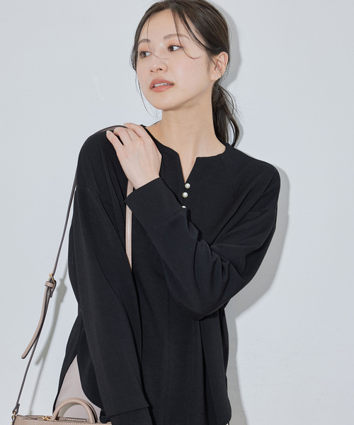 Jayro(ジャイロ)の「パールドロップカットソープルオーバー(Tシャツ/カットソー・レディース・ホワイト系その他/カーキ/ブラック・FREE)」の11枚目の写真