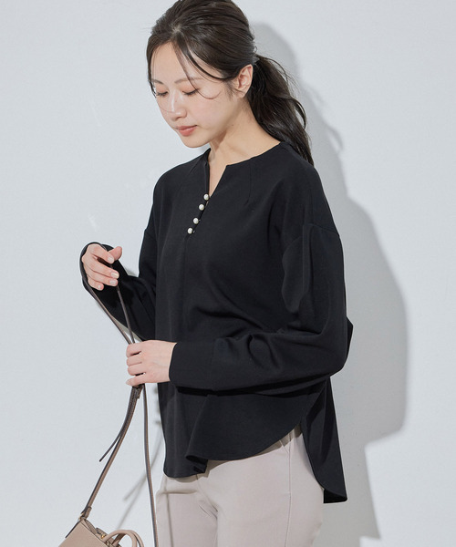 Jayro(ジャイロ)の「パールドロップカットソープルオーバー(Tシャツ/カットソー・レディース・ホワイト系その他/カーキ/ブラック・FREE)」の12枚目の写真
