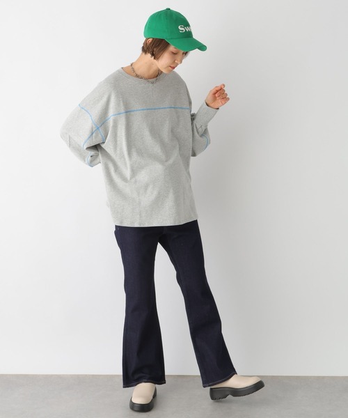 LEPSIM(レプシィム)の「【産前・産後対応】マタニティ/デニムフレアパンツ 992031(マタニティウェア/グッズ・レディース・ブルー/ネイビー・MEDIUM/LARGE)」の8枚目の写真