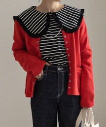 フリル丸襟 カットTシャツ
