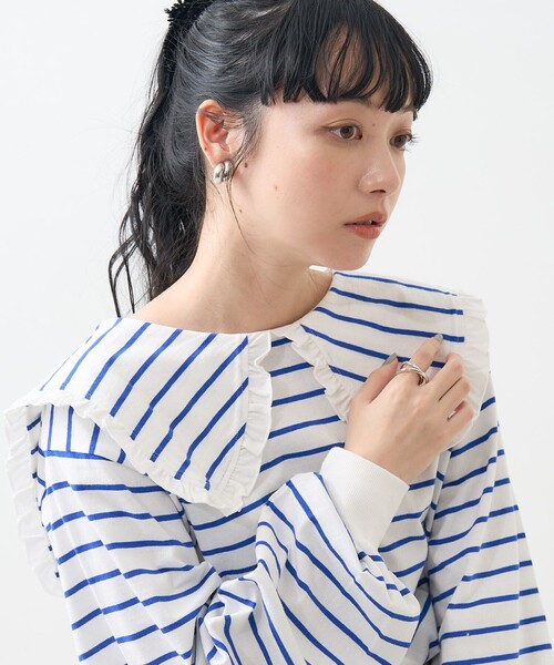 【ゴールドレイク 】♡リボンフリルカットソー♡新品未使用 セール】フリル丸襟 カットTシャツ（Tシャツ/カットソー