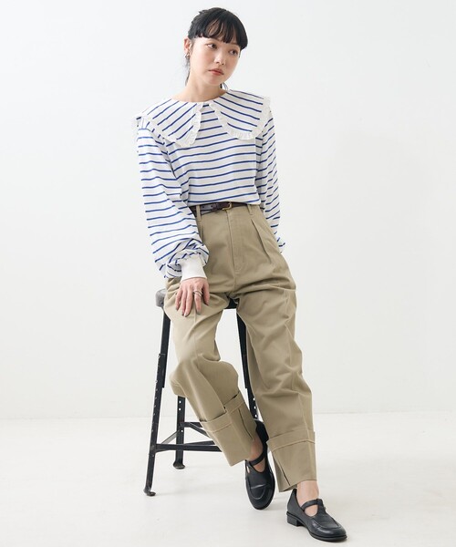【ゴールドレイク 】♡リボンフリルカットソー♡新品未使用 セール】フリル丸襟 カットTシャツ（Tシャツ/カットソー