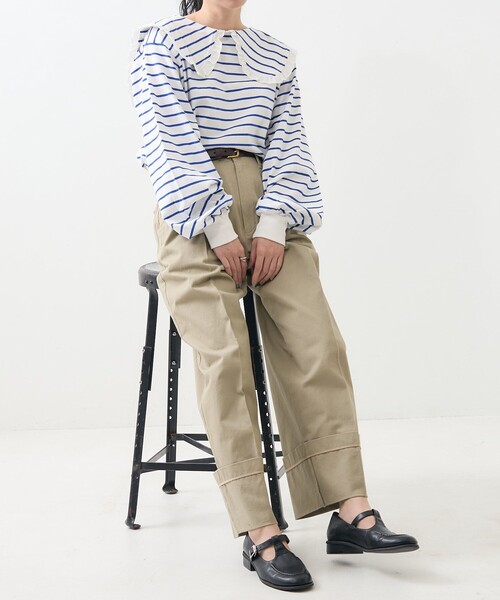 FREAK'S STORE（フリークスストア）の「フリル丸襟 カットTシャツ（Tシャツ/カットソー・レディース・その他13/ブルー/オフホワイト/ブラック・ﾌﾘ-）」の18枚目の写真