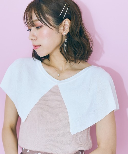 marun（マルン）の「＜大きいサイズ＞  ビッグカラーニットトップス marun（ニット/セーター・レディース・ブラック/ピンク・4L/3L/LL/L/5L）」の4枚目の写真