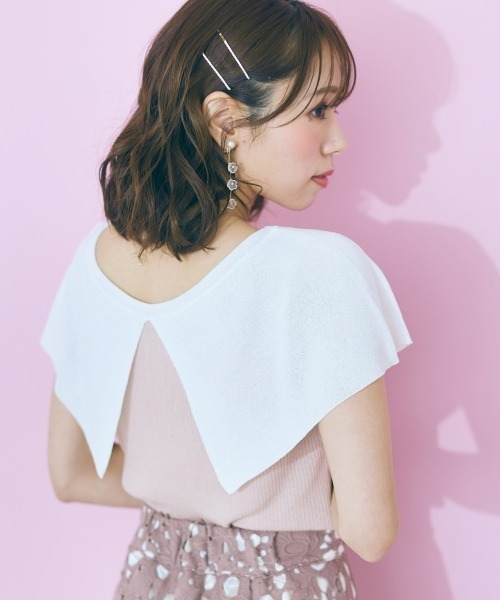 marun（マルン）の「＜大きいサイズ＞  ビッグカラーニットトップス marun（ニット/セーター・レディース・ブラック/ピンク・4L/3L/LL/L/5L）」の3枚目の写真