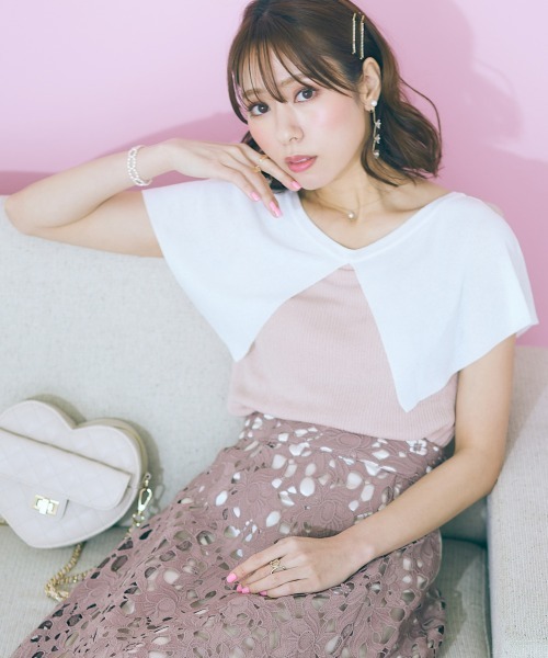 marun（マルン）の「＜大きいサイズ＞  ビッグカラーニットトップス marun（ニット/セーター・レディース・ブラック/ピンク・4L/3L/LL/L/5L）」の6枚目の写真