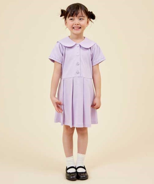 KP（ケーピー）の「リップルポンチのセーラーカラー半袖ワンピース(120～130cm)（ワンピース・キッズ・ネイビー/ラベンダー・120cm/130cm）」の2枚目の写真