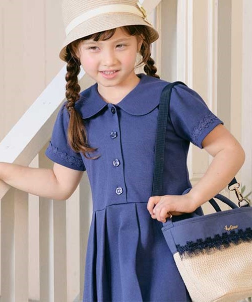 KP（ケーピー）の「リップルポンチのセーラーカラー半袖ワンピース(120～130cm)（ワンピース・キッズ・ネイビー/ラベンダー・120cm/130cm）」の8枚目の写真