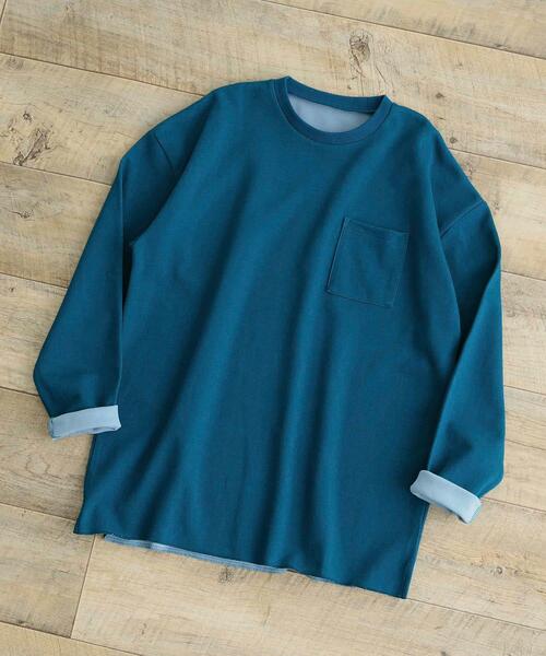 ITEMS URBANRESEARCH（アイテムズ アーバンリサーチ）の「裏配色カノコ ロングスリーブ カットソー（Tシャツ/カットソー・メンズ・ブラック/ホワイト/ベージュ/ブルー・MEDIUM/LARGE）」の4枚目の写真