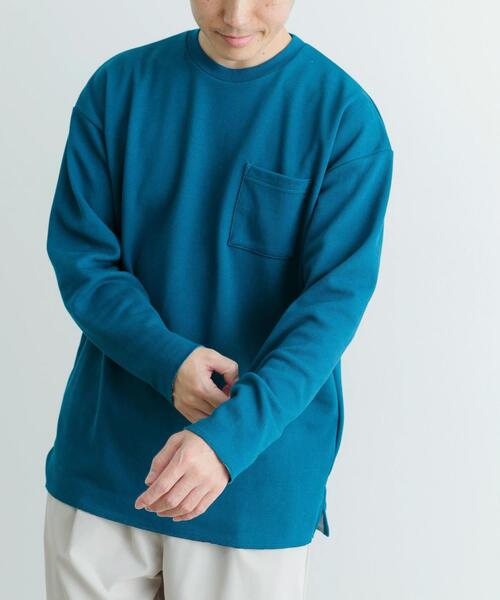 ITEMS URBANRESEARCH（アイテムズ アーバンリサーチ）の「裏配色カノコ ロングスリーブ カットソー（Tシャツ/カットソー・メンズ・ブラック/ホワイト/ベージュ/ブルー・MEDIUM/LARGE）」の6枚目の写真