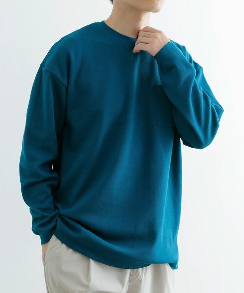 ITEMS URBANRESEARCH（アイテムズ アーバンリサーチ）の「裏配色カノコ ロングスリーブ カットソー（Tシャツ/カットソー・メンズ・ブラック/ホワイト/ベージュ/ブルー・MEDIUM/LARGE）」の7枚目の写真