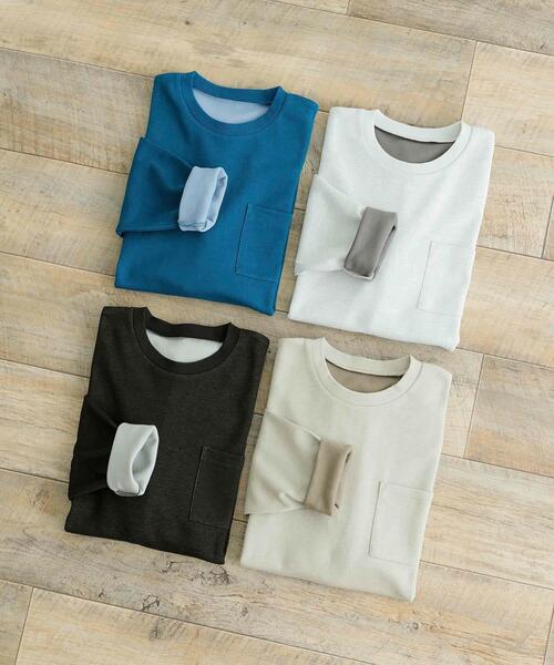 ITEMS URBANRESEARCH（アイテムズ アーバンリサーチ）の「裏配色カノコ ロングスリーブ カットソー（Tシャツ/カットソー・メンズ・ブラック/ホワイト/ベージュ/ブルー・MEDIUM/LARGE）」の11枚目の写真