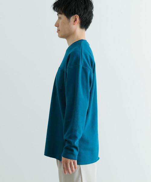 ITEMS URBANRESEARCH（アイテムズ アーバンリサーチ）の「裏配色カノコ ロングスリーブ カットソー（Tシャツ/カットソー・メンズ・ブラック/ホワイト/ベージュ/ブルー・MEDIUM/LARGE）」の13枚目の写真