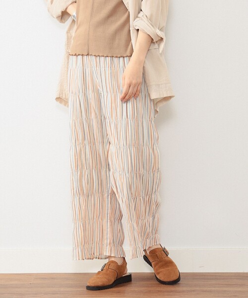 BEAMS BOY(ビームスボーイ)の「BEAMS BOY / マルチ ストライプ シャーリング イージーパンツ(その他パンツ・レディース・クリーム/ネイビー・ONE SIZE)」の6枚目の写真