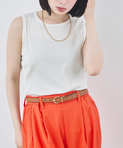 KATHARINE ROSS(キャサリンロス)の「【KATHARINE ROSS】ブライトテレコノースリ(Tシャツ/カットソー・レディース・ブラック/ライトブルー/ラベンダー/ホワイト/ライトベージュ・MEDIUM)」の1枚目の写真