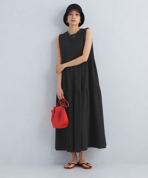 green label relaxing（グリーンレーベルリラクシング）の「［size SHORT/TALLあり］カット ティアード ワンピース -マシンウォッシャブル・吸水速乾・UVカット-（ワンピース・レディース・ブラック/ライトグレー/レッド・FREE/SHORT/TALL）」の12枚目の写真