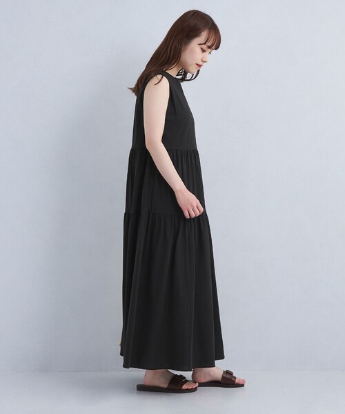 green label relaxing（グリーンレーベルリラクシング）の「［size SHORT/TALLあり］カット ティアード ワンピース -マシンウォッシャブル・吸水速乾・UVカット-（ワンピース・レディース・ブラック/ライトグレー/レッド・FREE/SHORT/TALL）」の15枚目の写真